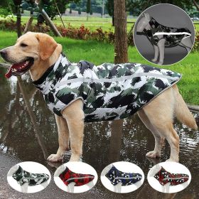 Winter windproof dog warm clothing; dog jacket; dog reflective clothes (colour: Blue grid)