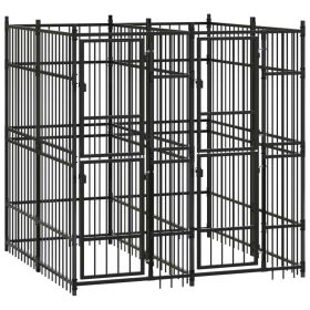 Outdoor Dog Kennel Steel 39.7 ft² (Color: black)